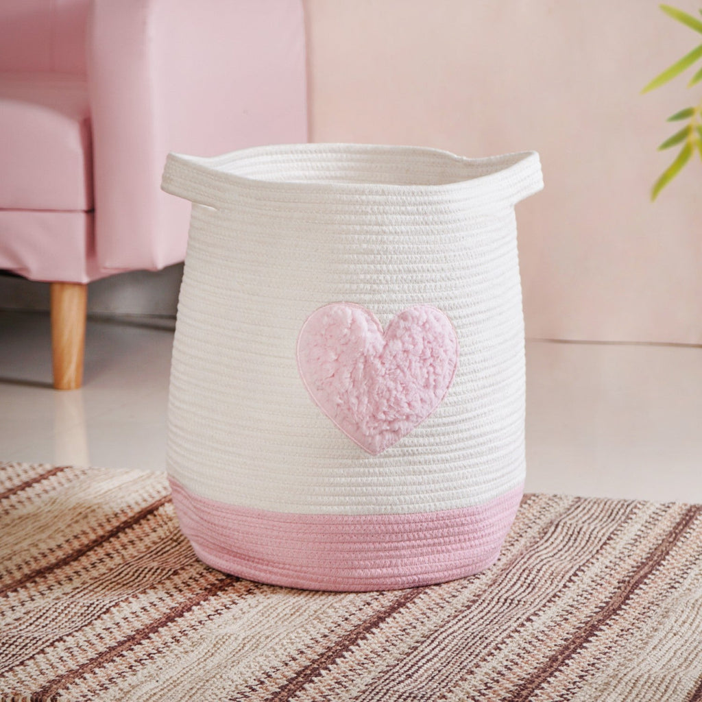Pink Heart Storage Basket 39cm