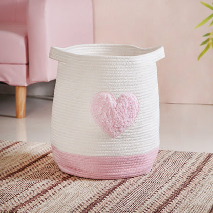 Pink Heart Storage Basket 39cm