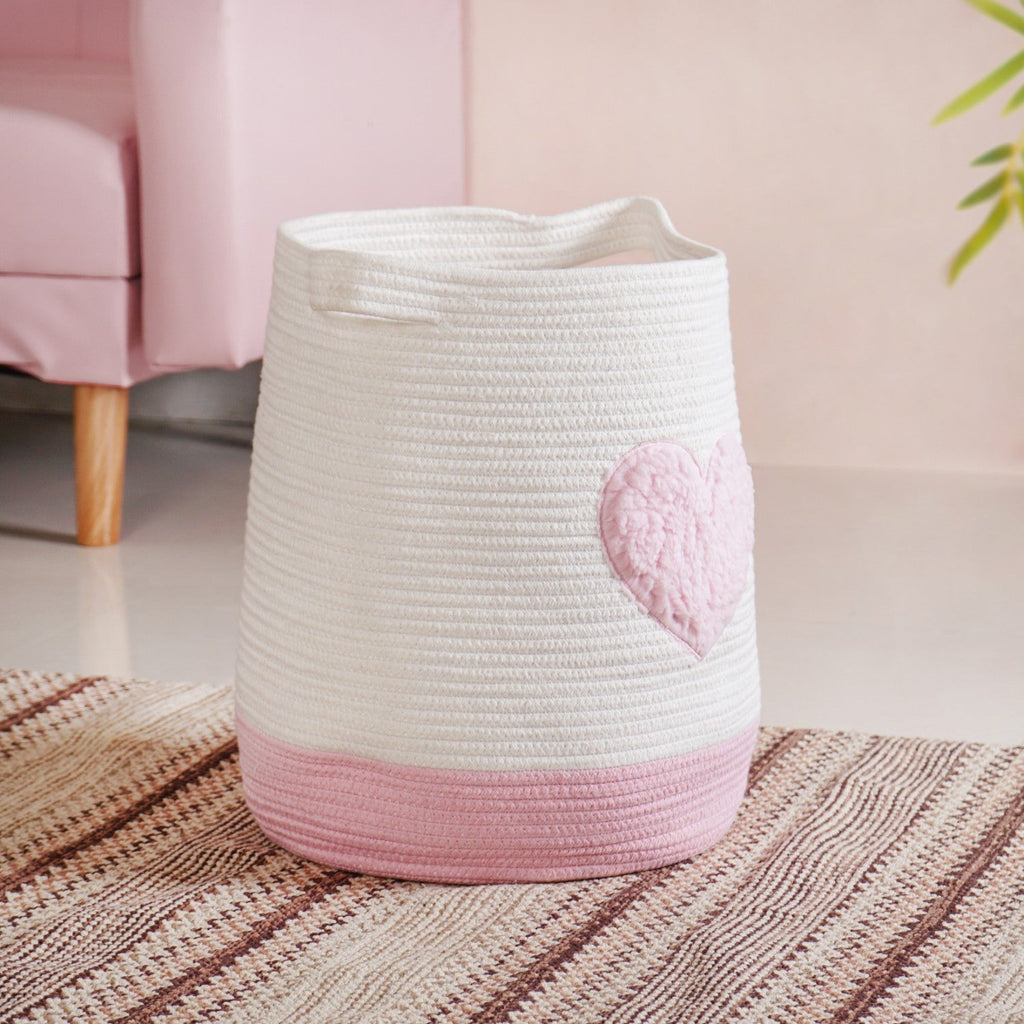 Pink Heart Storage Basket 39cm