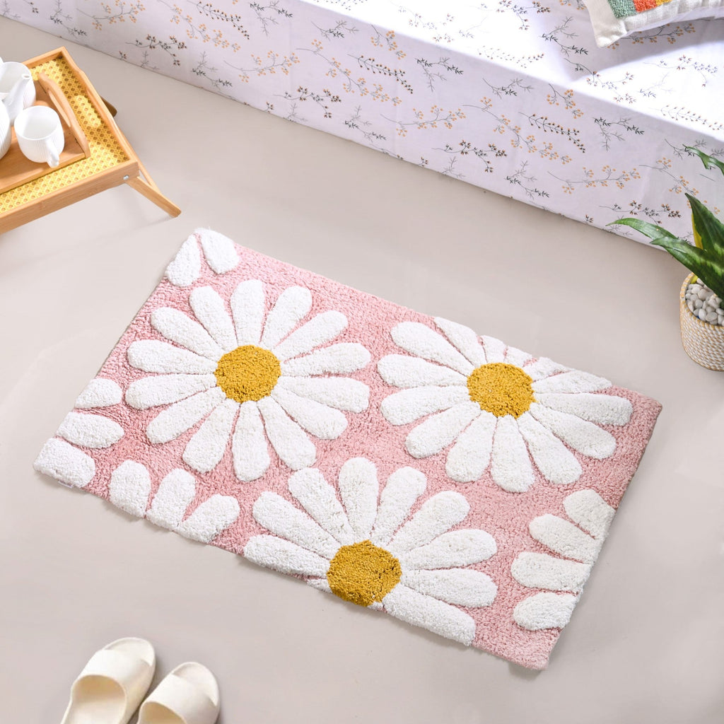 Pink Roseate Cotton Anti Slip Floor Mat 85x53cm