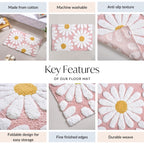 Pink Roseate Cotton Anti Slip Floor Mat 85x53cm