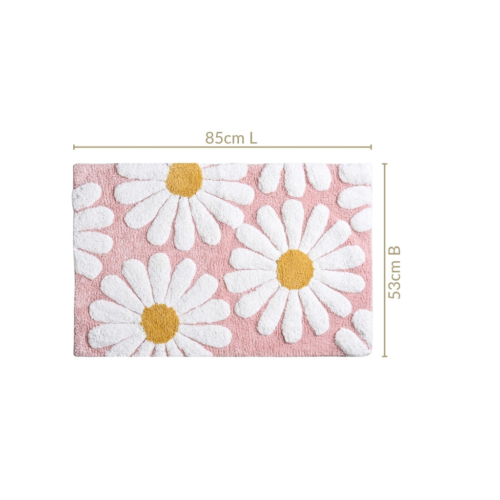 Pink Roseate Cotton Anti Slip Floor Mat 85x53cm