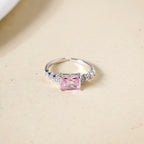 Pink Stone Geometric Ring