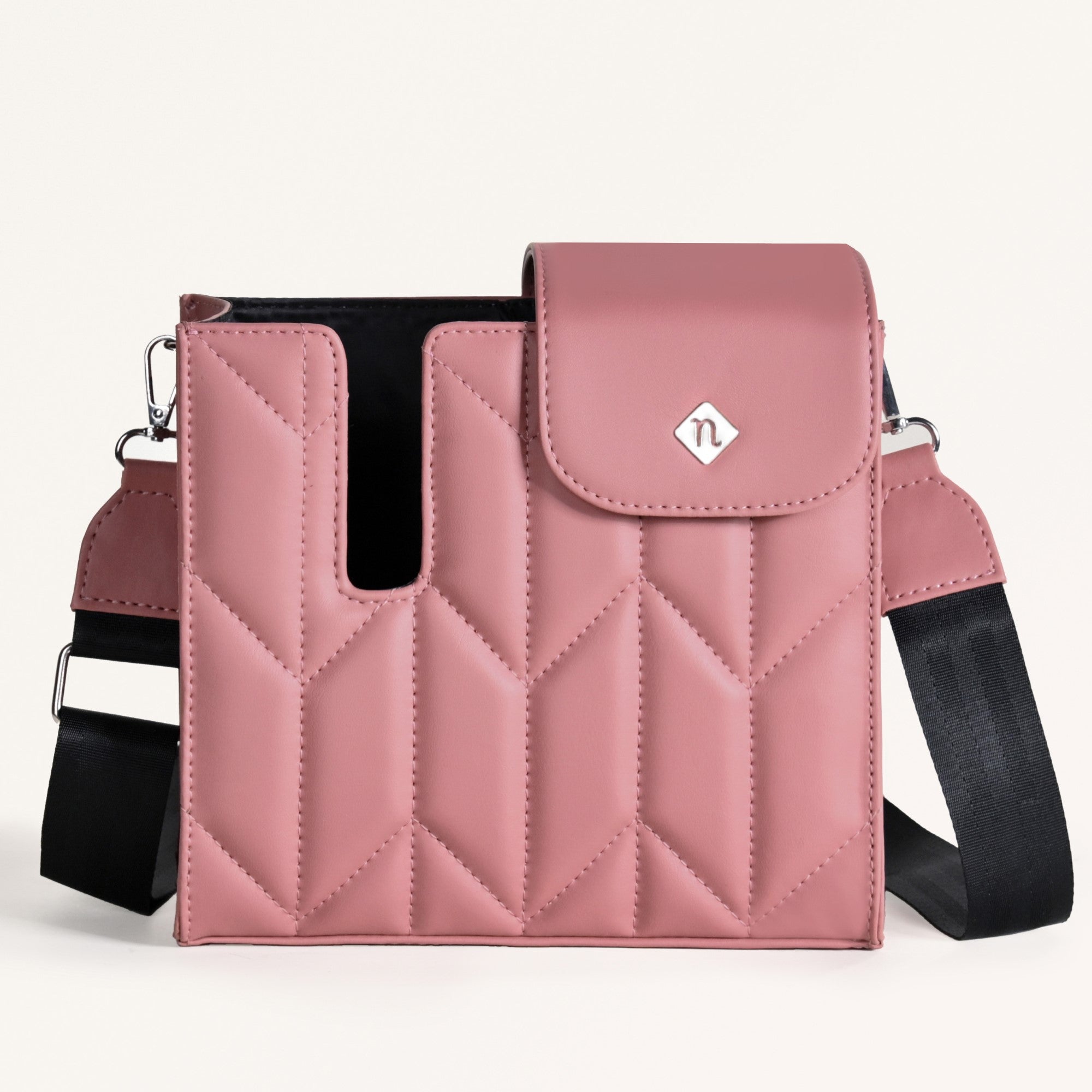 Pink Water Bottle Carrier Bag With Adjustable Strap