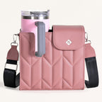 Pink Water Bottle Carrier Bag With Adjustable Strap