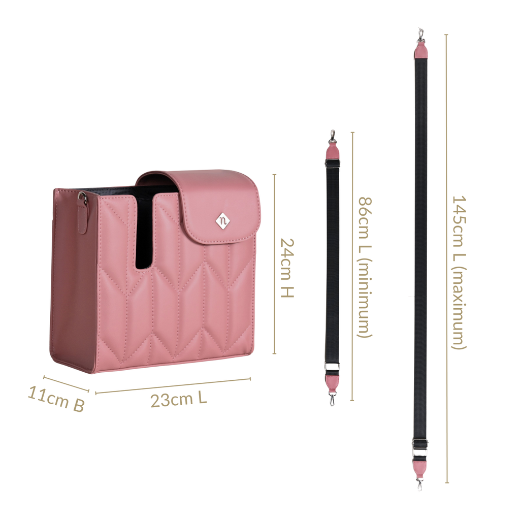 Pink Water Bottle Carrier Bag With Adjustable Strap