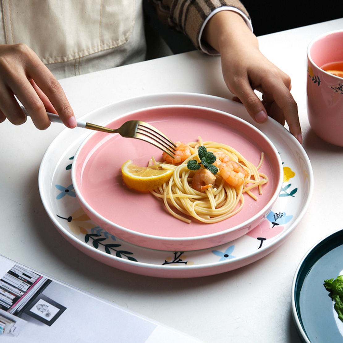Pink Floral Plates