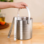 Pinstripe Stainless Steel Ice Bucket With Tongs 2000ml