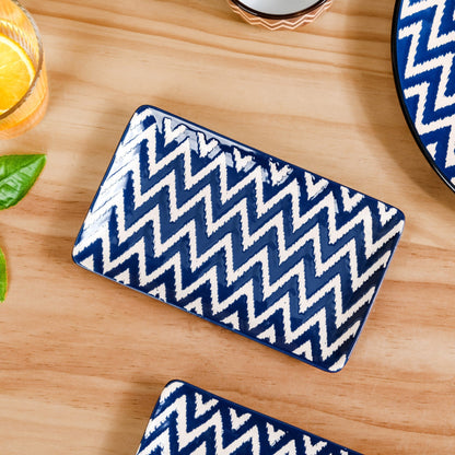 Navy Oscilla Ceramic Platter Set Of 4 7 Inch