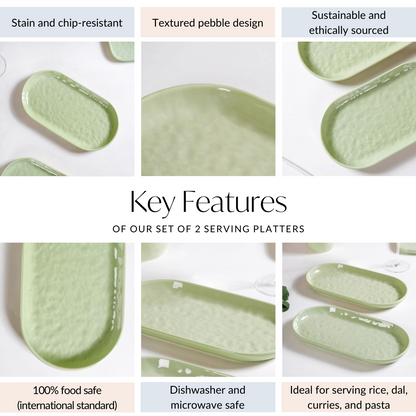 Sage Green Ceramic Serving Platter Set Of 2 12 Inch