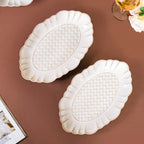 Chic Moroccan Long Plate Set Of 2 Ivory 12 Inch