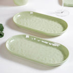 Sage Green Ceramic Serving Platter Set Of 2 12 Inch