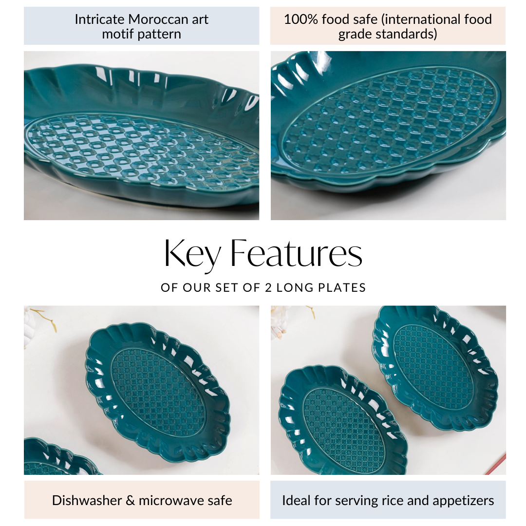 Luxe Moroccan Long Platter Set Of 2 12 Inch
