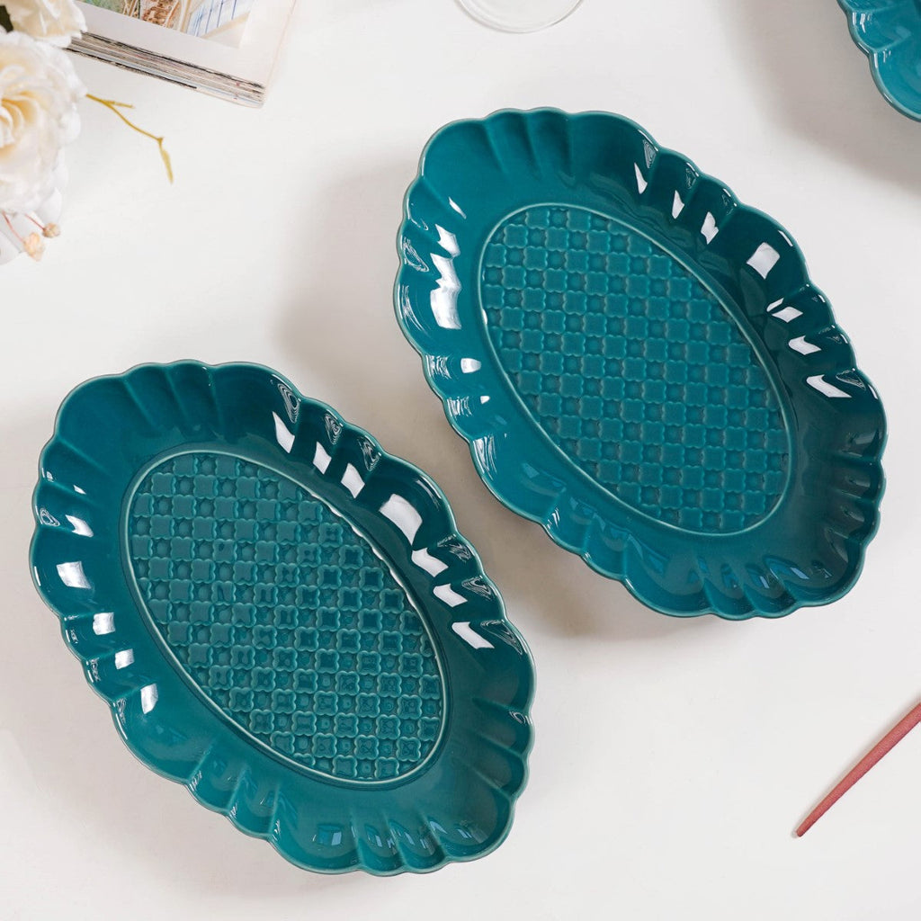 Luxe Moroccan Long Platter Set Of 2 12 Inch