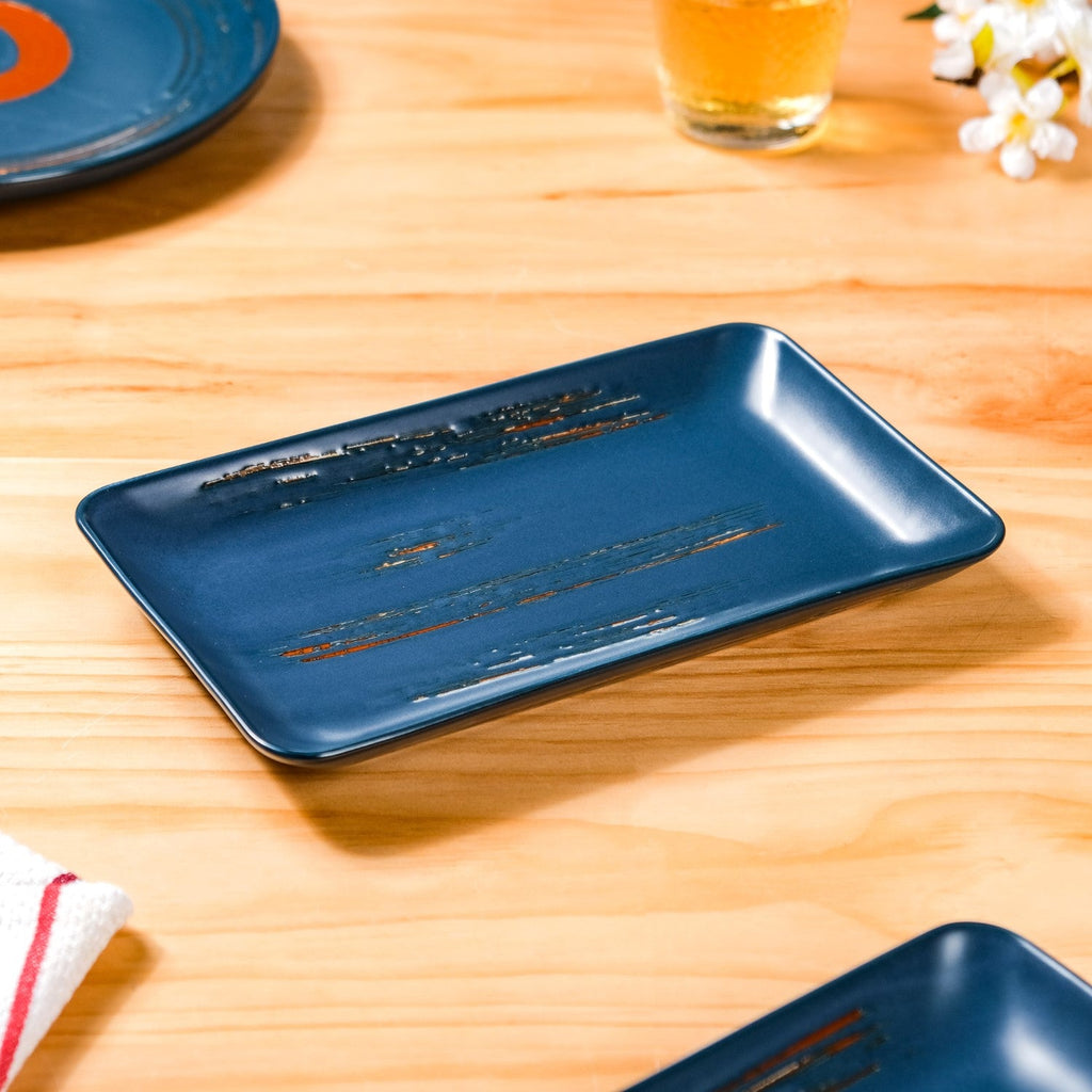 Rustic Stoneware Large Platter Navy Blue Set Of 2 10 Inch