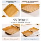 Elegant Scallop Rim Square Platter Set Of 2 Yellow Ochre 8 Inch