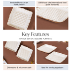 Scalloped Rimmed Square Platter Set Of 2 Ivory 8 Inch