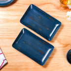 Rustic Stoneware Large Platter Navy Blue Set Of 2 10 Inch