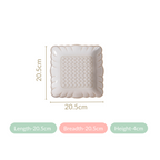 Scalloped Rimmed Square Platter Set Of 2 Ivory 8 Inch