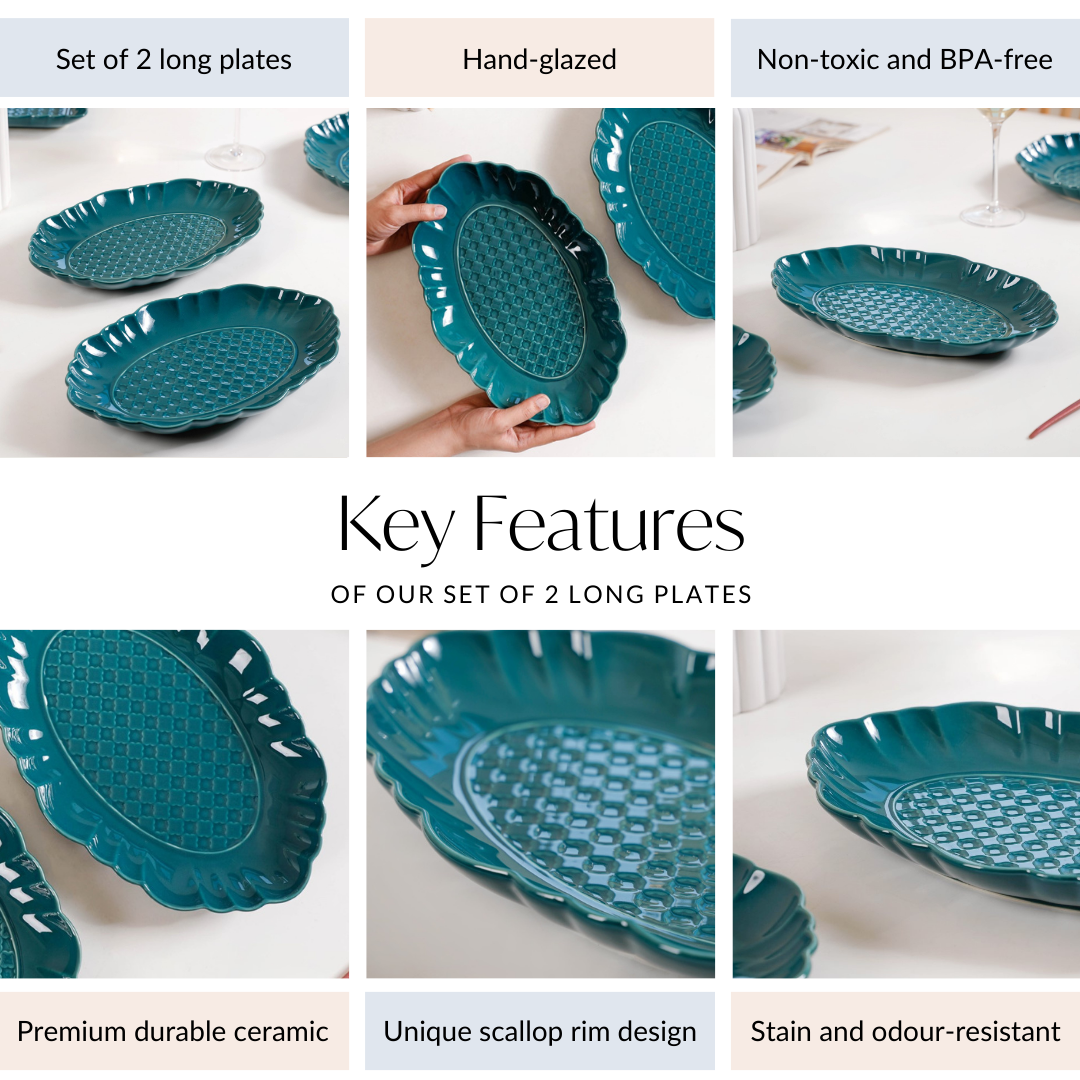 Luxe Moroccan Long Platter Set Of 2 12 Inch