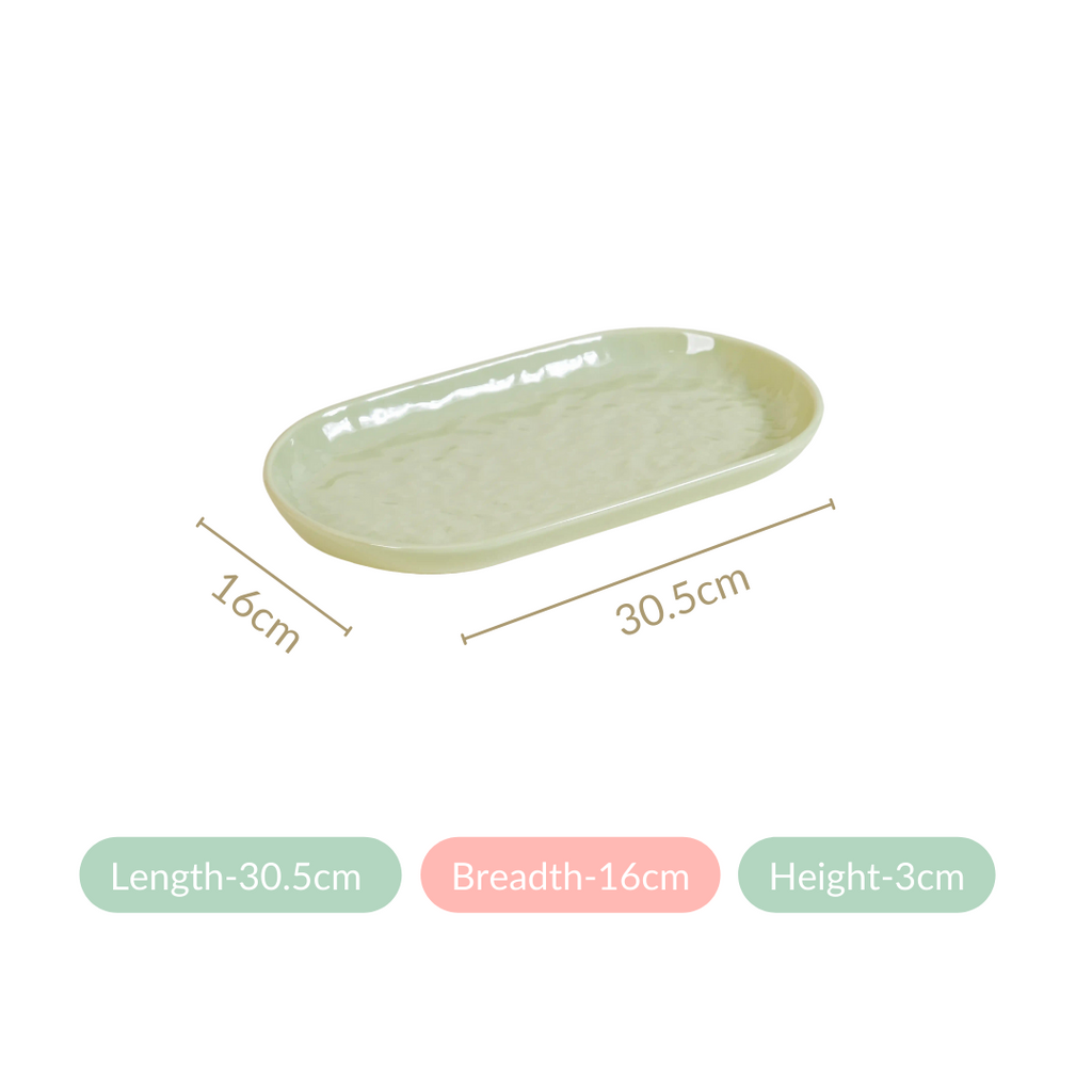 Sage Green Ceramic Serving Platter Set Of 2 12 Inch
