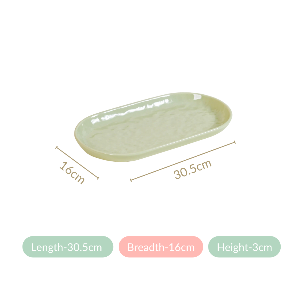 Sage Green Ceramic Serving Platter Set Of 2 12 Inch