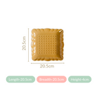 Elegant Scallop Rim Square Platter Set Of 2 Yellow Ochre 8 Inch