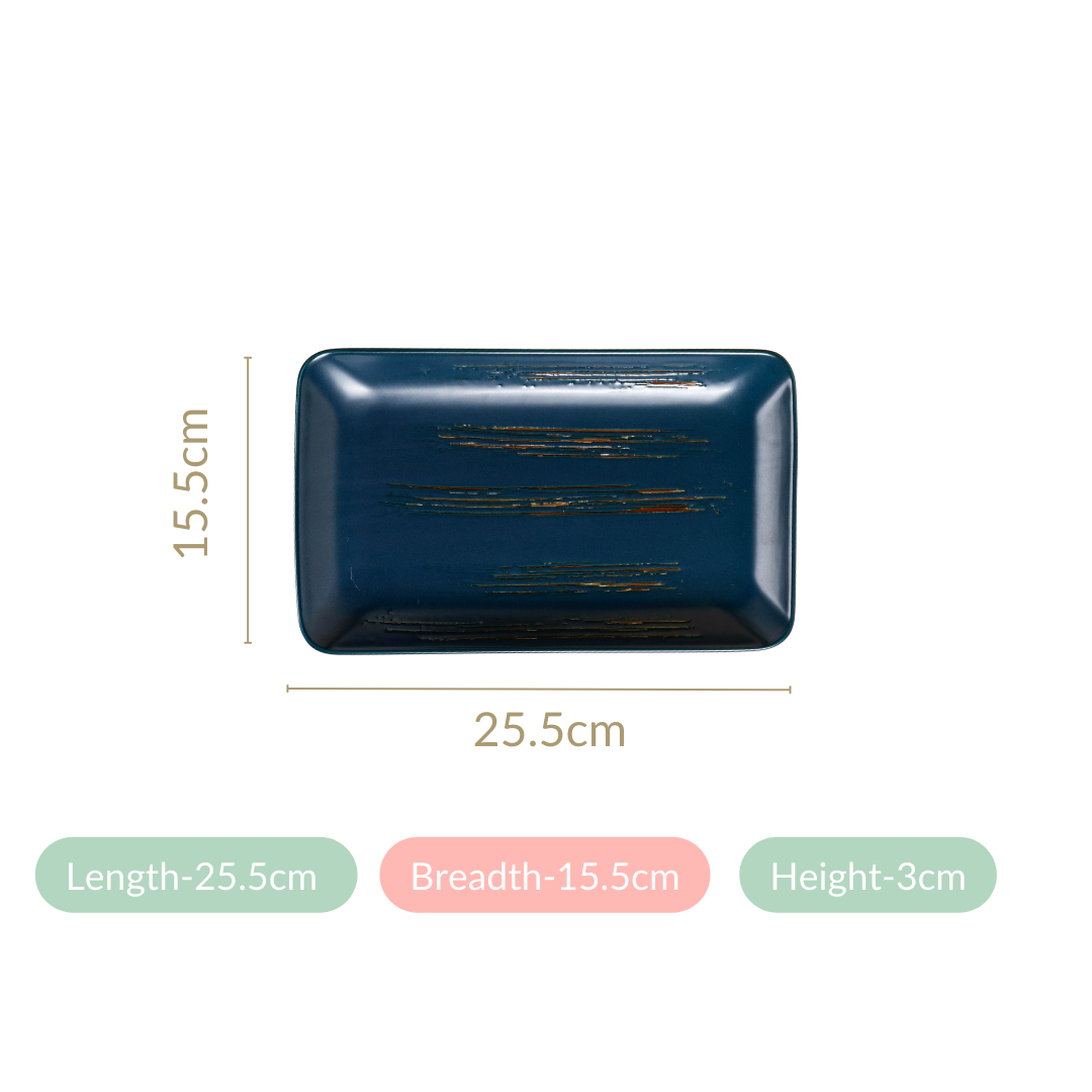 Rustic Stoneware Large Platter Navy Blue Set Of 2 10 Inch