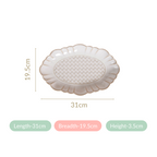 Chic Moroccan Long Plate Set Of 2 Ivory 12 Inch