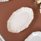 Chic Moroccan Long Plate Set Of 2 Ivory 12 Inch