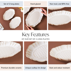 Chic Moroccan Long Plate Set Of 2 Ivory 12 Inch