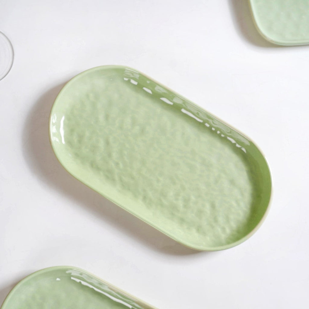 Sage Green Ceramic Serving Platter Set Of 2 12 Inch