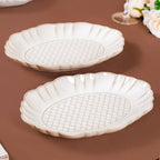 Chic Moroccan Long Plate Set Of 2 Ivory 12 Inch