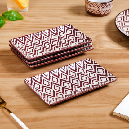 Ceramic Kaleido Serving Platter Set Of 4 Brown 7 Inch