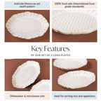 Chic Moroccan Long Plate Set Of 2 Ivory 12 Inch