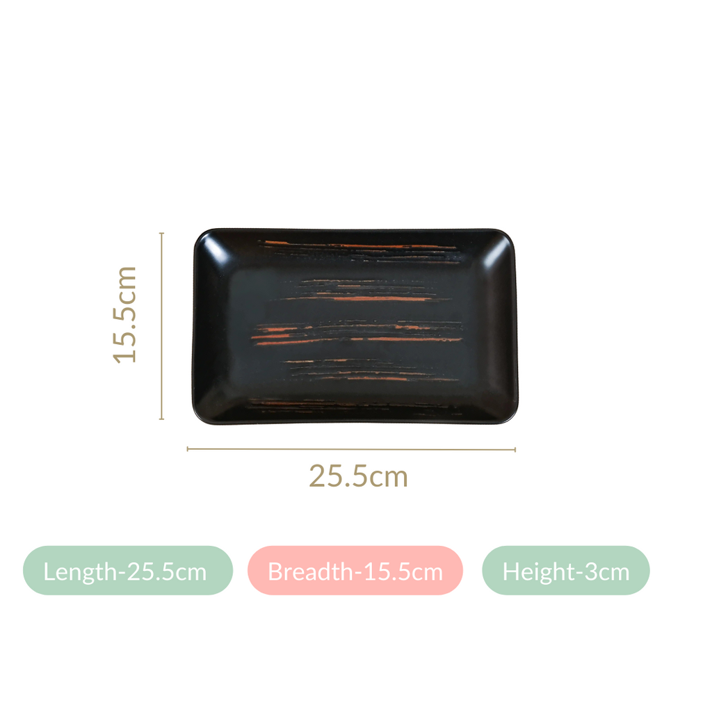 Exotic Brushstroke Platter Large Black Set Of 2 10 Inch