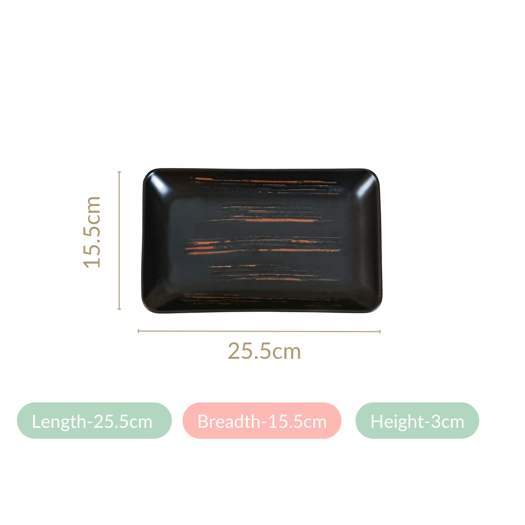 Exotic Brushstroke Platter Large Black Set Of 2 10 Inch