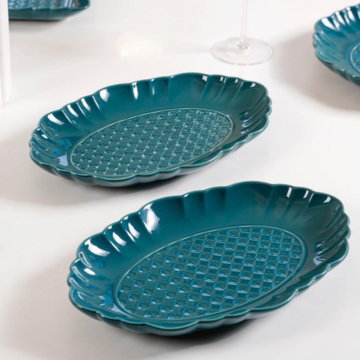 Luxe Moroccan Long Platter Set Of 2 12 Inch