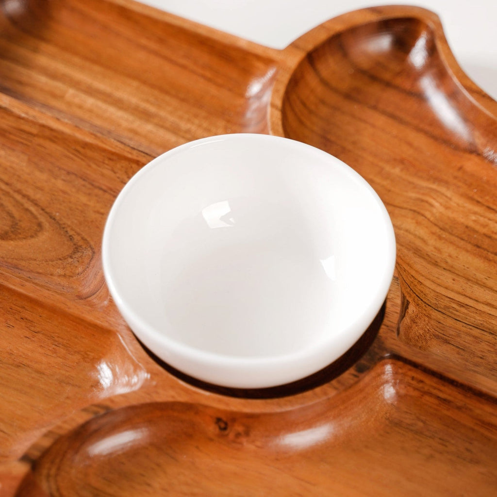 Hamsa Hand Wooden Platter With Dip Bowl