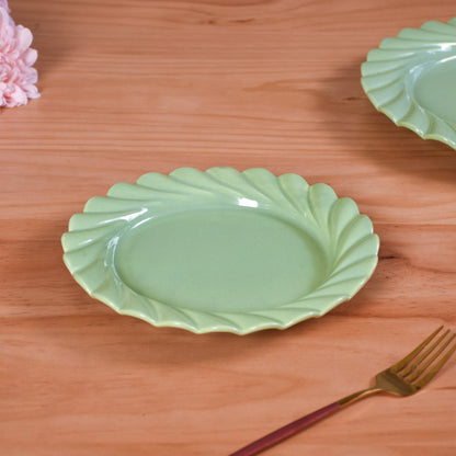 Green Snack Plates Set Of 4 Lao Luxury 9 Inch