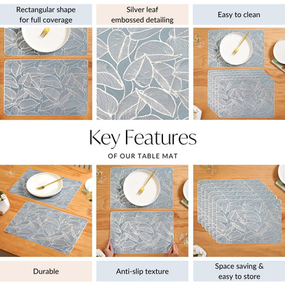 Leaf Cluster Dining Mats Set Of 6 Blue