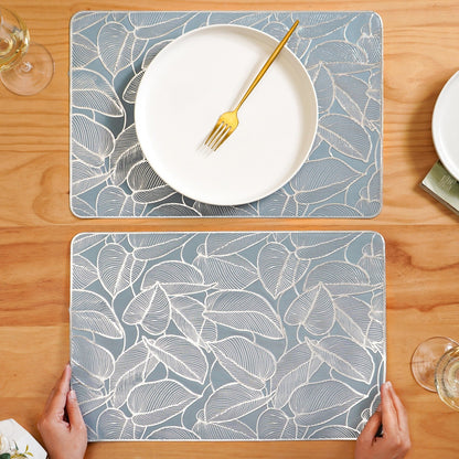 Leaf Cluster Dining Mats Set Of 6 Blue