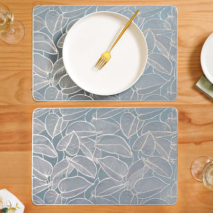 Leaf Cluster Dining Mats Set Of 6 Blue