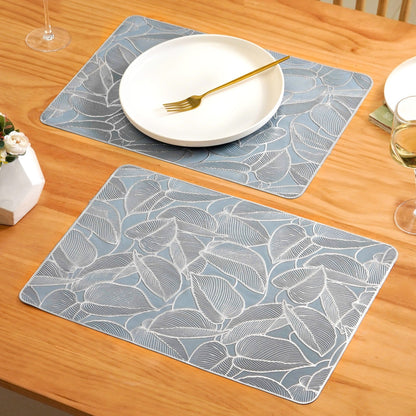 Leaf Cluster Dining Mats Set Of 6 Blue