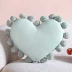 Pom Pom Heart Sofa Cushion Mint Green 40x35cm