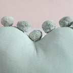 Pom Pom Heart Sofa Cushion Mint Green 40x35cm