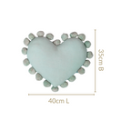 Pom Pom Heart Sofa Cushion Mint Green 40x35cm