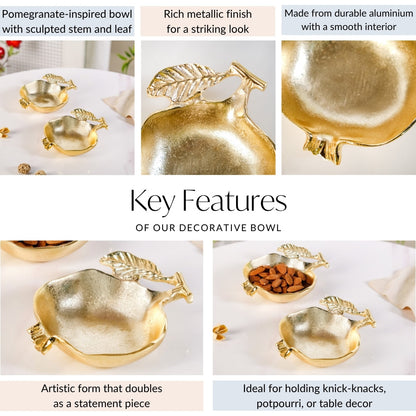 Gold Pomegranate Dry Fruits Bowl Set Of 2