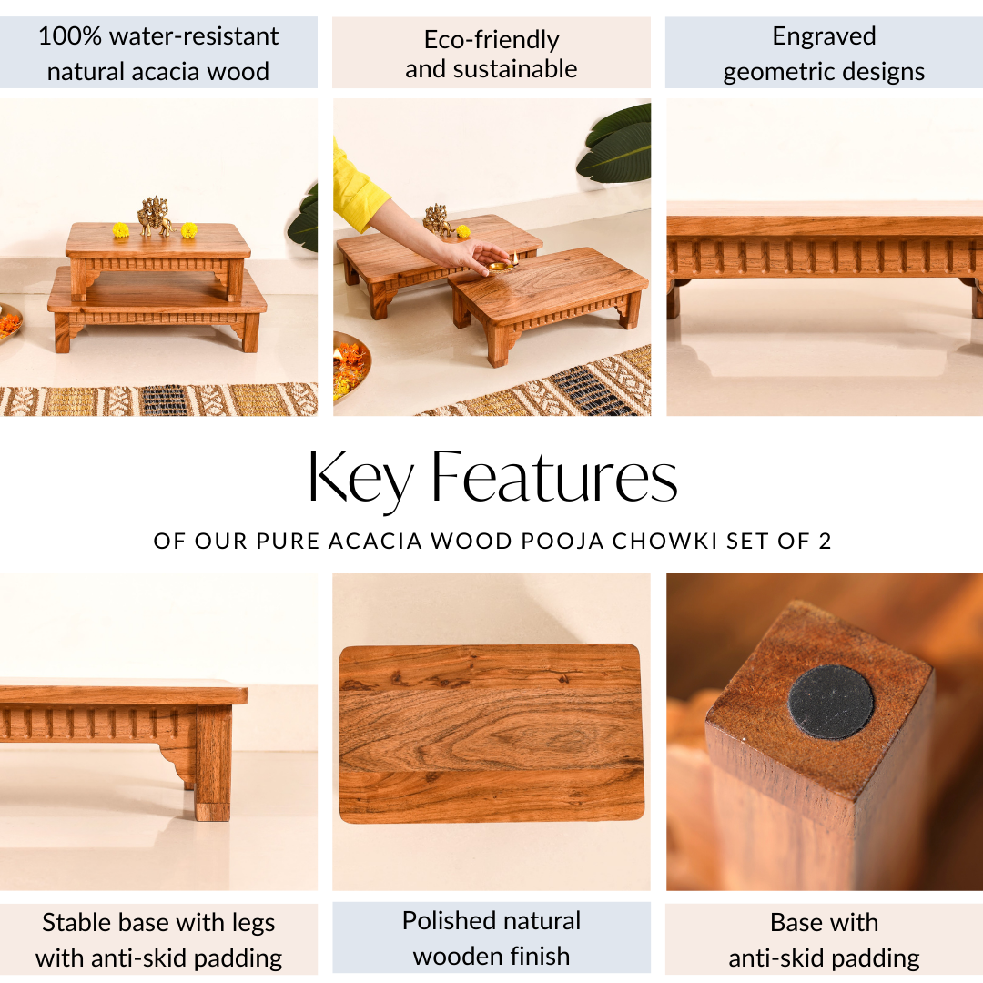 Pure Acacia Wooden Riser Set Of 2