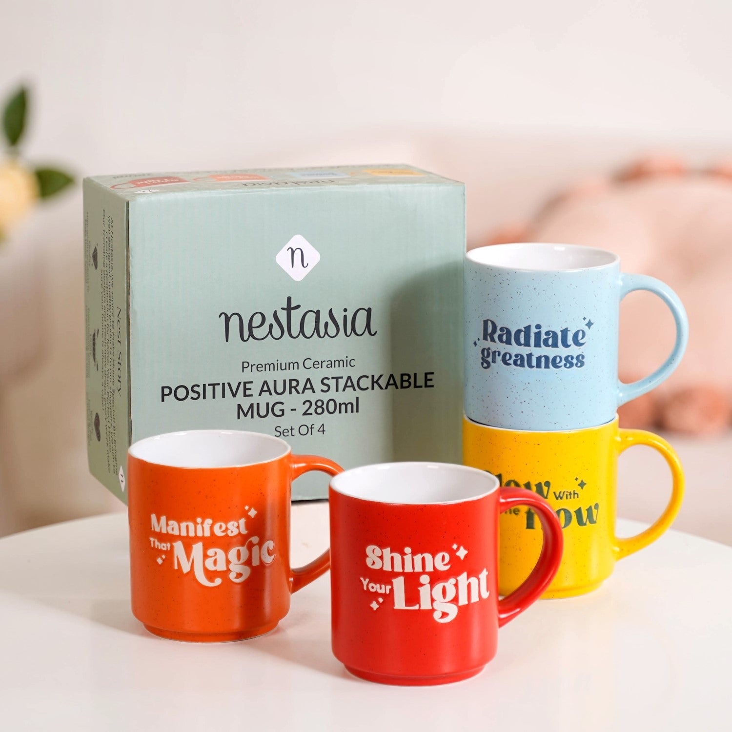 Positive Affirmation Stackable Mugs Set Of 4 280ml